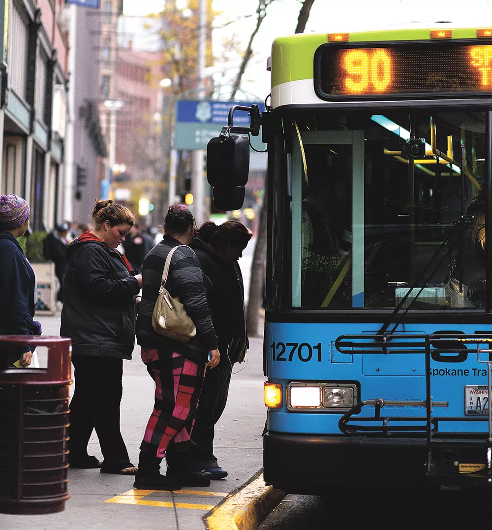The new Spokane Transit Authority ballot measure would implement some improvements, like late-night Saturday service and more frequent service to Airway Heights, as soon as May 2017. - YOUNG KWAK