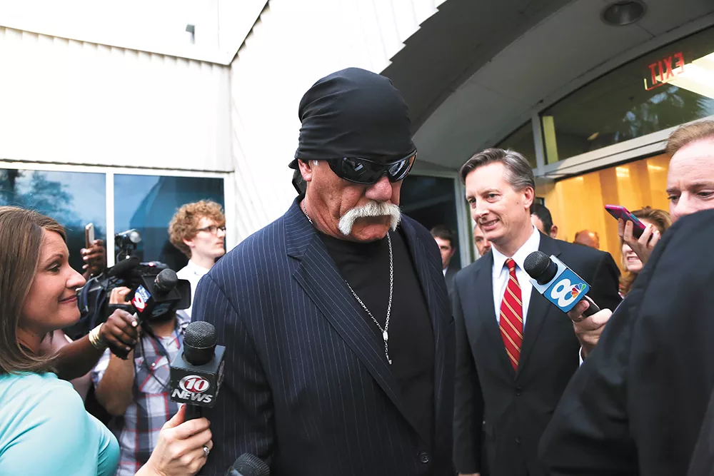 Wrestler Hulk Hogan leaves a Florida courtroom in early 2016 after winning a defamation case that bankrupted the media company Gawker. - EVE EDELHEIT/ZUMA WIRE