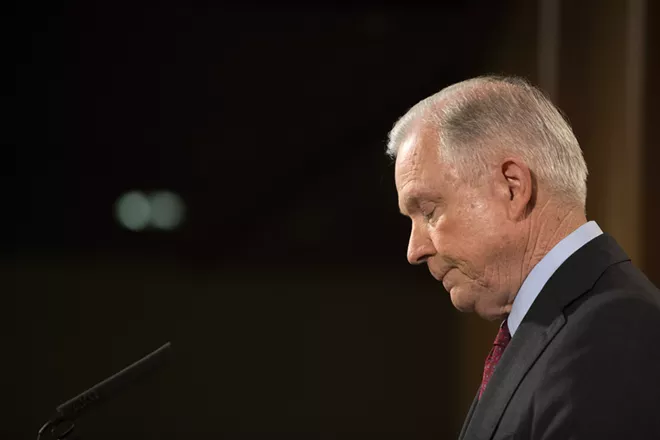 Attorney General Jeff Sessions is "beleaguered" and is in a "VERY weak position" on an investigation into Clinton’s use of a private computer server, according to Trump. - TOM BRENNER/THE NEW YORK TIMES
