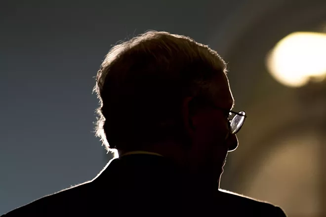 Senate Majority Leader Mitch McConnell (R-Ky.) speaks at a news conference at the Capitol Building in Washington, April 4, 2017. The relationship between President Trump and Sen. McConnell has disintegrated to the point that the men are no longer on speaking terms. - GABRIELLA DEMCZUK/THE NEW YORK TIMES