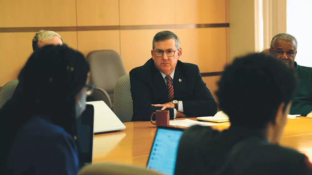 So far, WSU President Kirk Schulz has resisted calls to restrict students' free-speech rights, and he's remained optimistic about working with student protesters to improve the campus climate. - RYAN PUGH