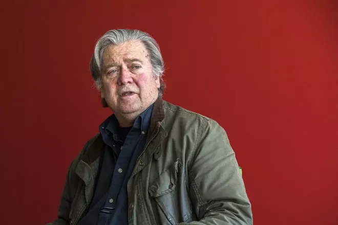 Steve Bannon in New York, Nov. 8, 2017. Bannon, who is quoted in a new book calling Donald Trump Jr.’s meeting with Russians in 2016 “treasonous,” tried to reverse his statements, saying that the younger Trump was “both a patriot and a good man.” - HIROKO MASUIKE/THE NEW YORK TIMES
