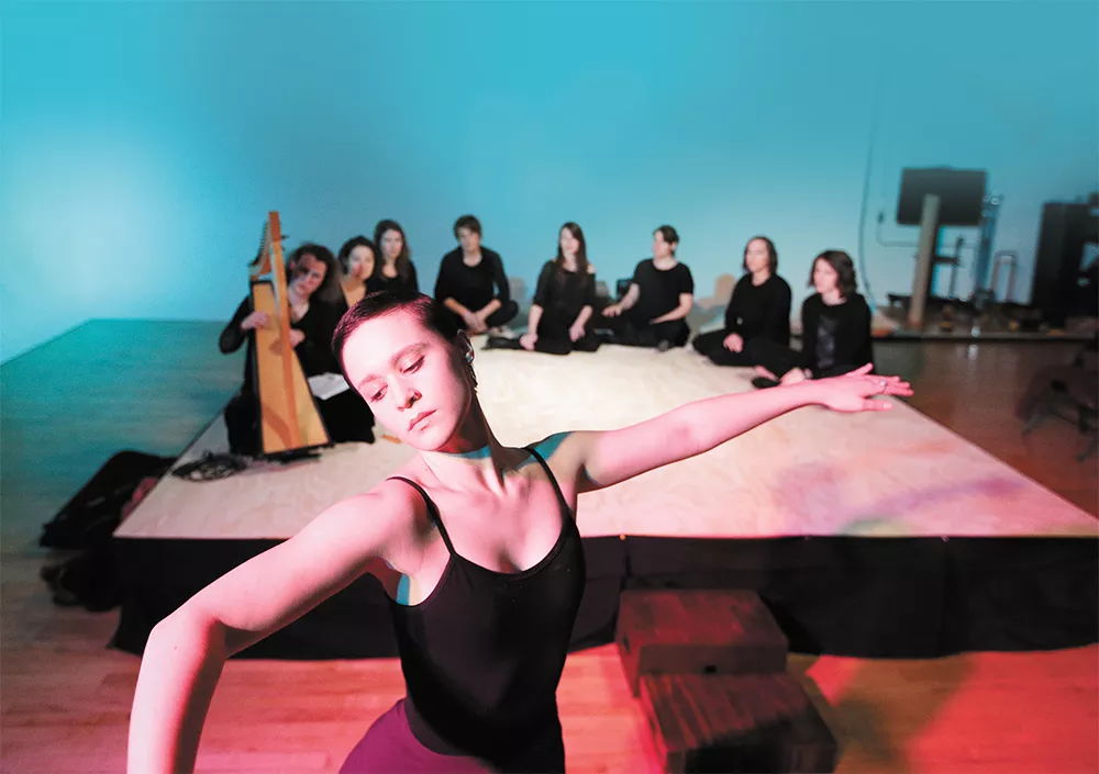 Local dancer Elise Divens choreographed her own interpretation of Spokane poet Ellen Welcker's work for The Pink Tablet Project: A Performance. - YOUNG KWAK