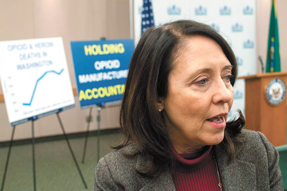 U.S. Sen. Maria Cantwell wants to force drug manufacturers to report exactly where their opioid drug shipments are going. - DANIEL WALTERS