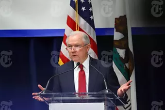 Attorney General Jeff Sessions addresses the annual meeting of the California Peace Officers Association in Sacramento, California, on Wednesday. - JIM WILSON/THE NEW YORK TIMES