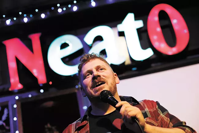 Funnyman Casey Strain is the host of the open mic night Guffaw Yourself at Neato Burrito. - YOUNG KWAK