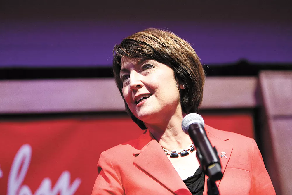 Rep. Cathy McMorris Rodgers (R-WA) has supported improving the federal background check system, but continues to oppose measures like raising the age required to buy a semi-automatic rifle. - YOUNG KWAK