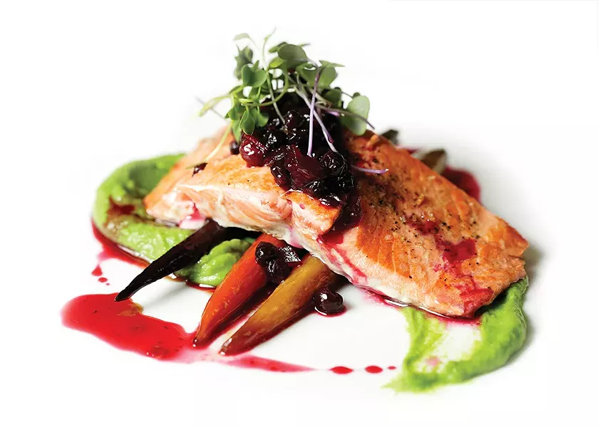 Salmon with huckleberry chutney. - YOUNG KWAK