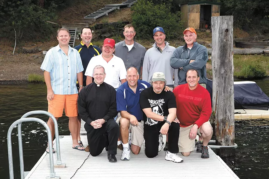 The Tag Brothers in 2013: (standing left to right) Mike Konesky, Bill Akers, Patrick Schultheis, Mark Mengert, Chris Ammann, Brian Dennehy; (kneeling left to right) Fr. Sean Raftis, Joe Tombari, Joey Caferro, Rick Bruya. - PHOTO COURTESY OF SEAN RAFTIS