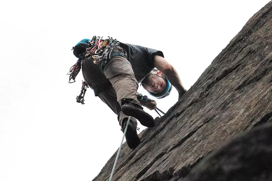 A climber near Minnehaha Park. - QUINN WELSCH