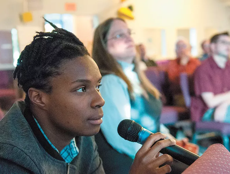 At a recent "Creating a Hate-Free Community" event, Spokane County Democrats Vice Chair Jac Archer shares views on battling racists. - DANIEL WALTERS PHOTO