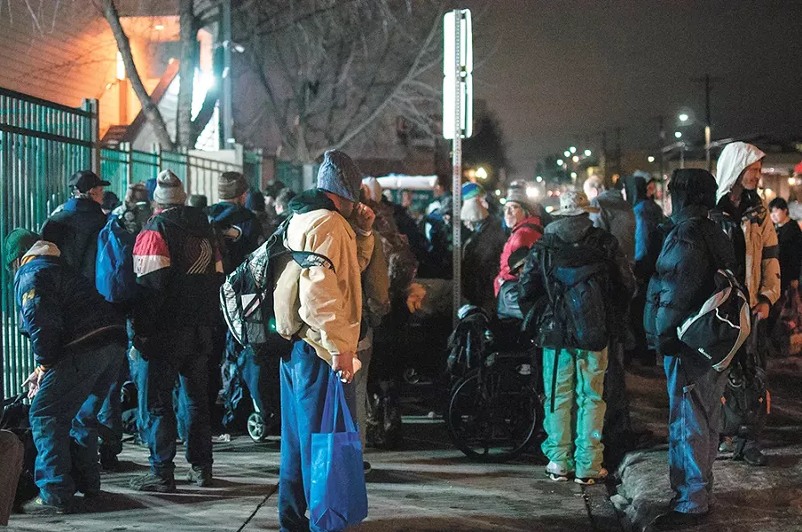 The scene outside Spokane's House of Charity. - DANIEL WALTERS PHOTO