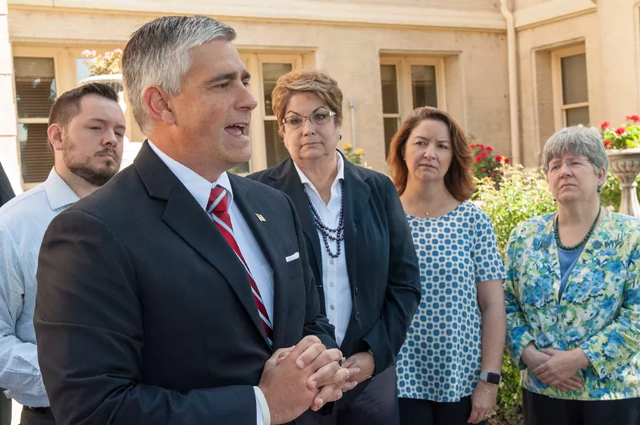 Former Sen. Michael Baumgartner and other Republicans condemn James Allsup and other white supremacists. - DANIEL WALTERS PHOTO