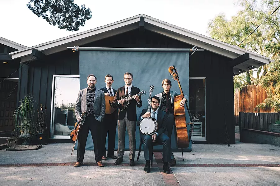 The world's a scary place, and the Punch Brothers' Chris Thile (center) wants to provide a musical pep talk. - JOSH GOLEMAN PHOTO