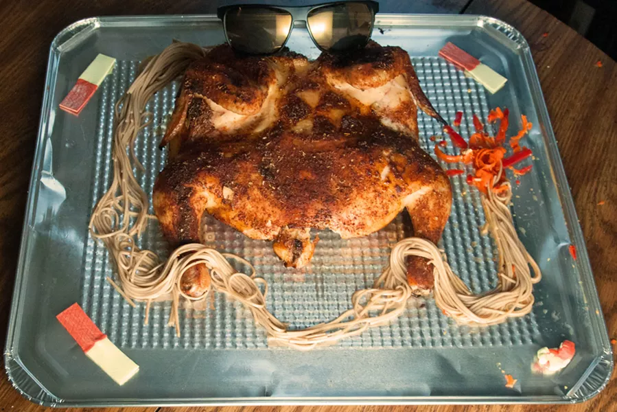 Chicken impossible (spatchcocked chicken with soba noodles) - DANIEL WALTERS PHOTO