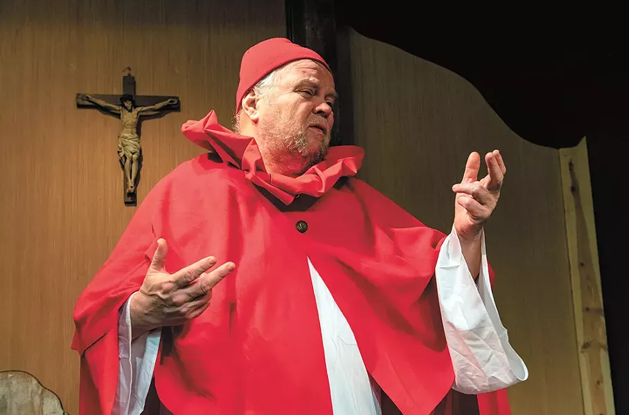 Ron Ford, performing in The Controversy of Valladolid, at Stage Left Theater. - ERICK DOXEY PHOTO