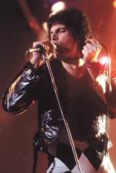 Freddie Mercury performing in 1977.