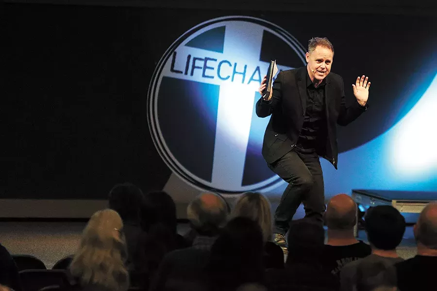 Southside Christian Church Pastor Dave Long during a Sunday Service. - YOUNG KWAK