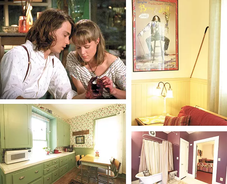Stars Johnny Depp and Mary Stuart Masterson (top left); The refurbished home features a color scheme that pays tribute to the beloved film. - YOUNG KWAK