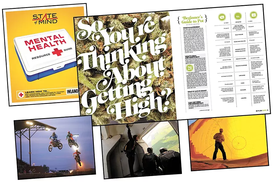 The Inlander's "State of Mind" series, Art Director Chris Bovey's "So You're Thinking About Getting High?" layout design and Young Kwak's photographs all won first place awards from the Association of Alternative Newsmedia earlier this month.
