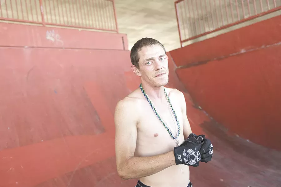 Jayme Scamolla came to pay his respects to the Under the Freeway Skatepark. - YOUNG KWAK