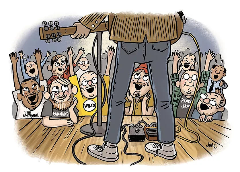 Wilco's latest record, Star Wars, may have pulled away from the "dad rock" genre. - JIM CAMPBELL ILLUSTRATION