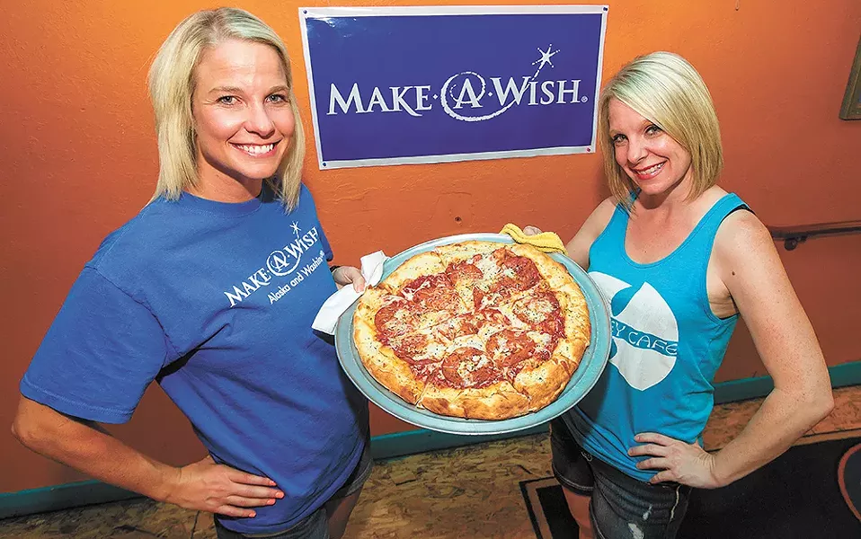 Natalie Wright of Make A Wish Foundation and Jenn Mitchell of Monterey at Monterey Cafe. - JEFF FERGUSON