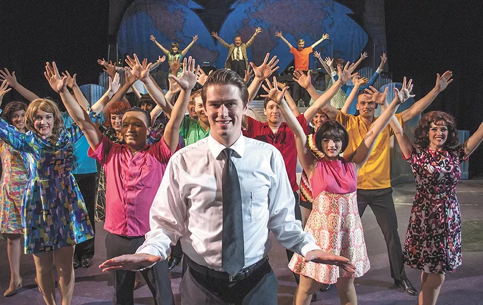 Cody Brady (center) plays Frank Abagnale in the Civic's production of Catch Me If You Can. - SARAH PHILP
