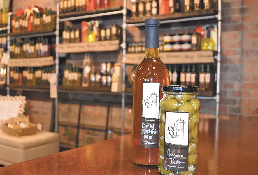 A sample bar of Coeur d'Alene Olive Oil is tucked inside the Culinary Stone.