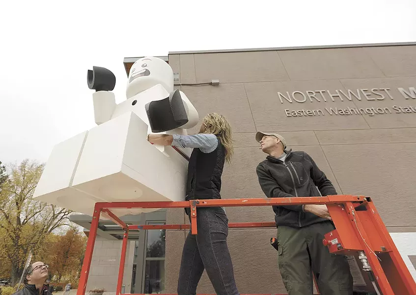 The MAC created three 7-foot-tall Lego minifigures to promote Nature Connects. - YOUNG KWAK