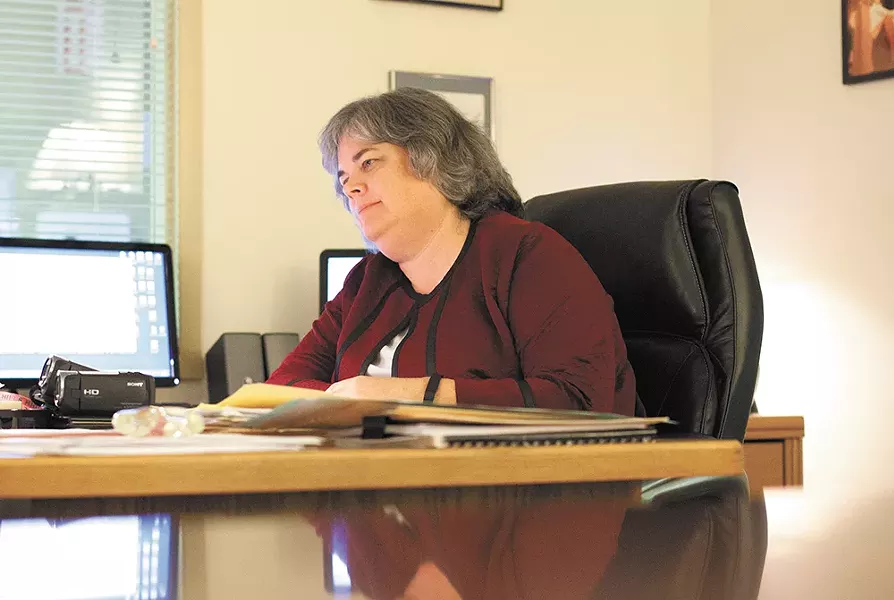 It isn't ideal for students to only attend Dishman Hills High School two or four days a week, Principal Julie Poage says, but for students with children or full-time jobs, it may be the only schedule that works. - KRISTEN BLACK