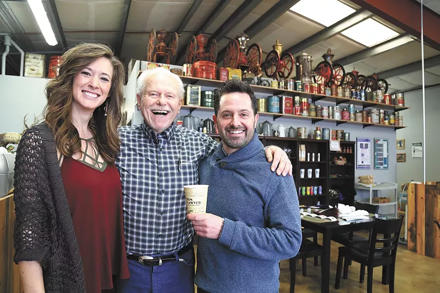 FROM LEFT: Sarah Young, Gary Tom Sawyer and Chris Pitotti at the new Tom Sawyer Country Coffee in Kendall Yards. - SARAH PHILP