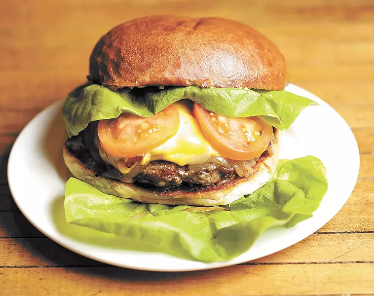 Backyard's burger, served on a brioche bun