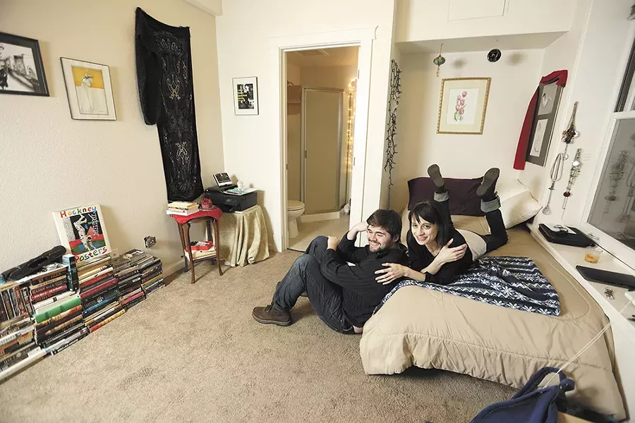 Cara Lorello in her Madison building studio with her boyfriend Luke Thayer. - YOUNG KWAK