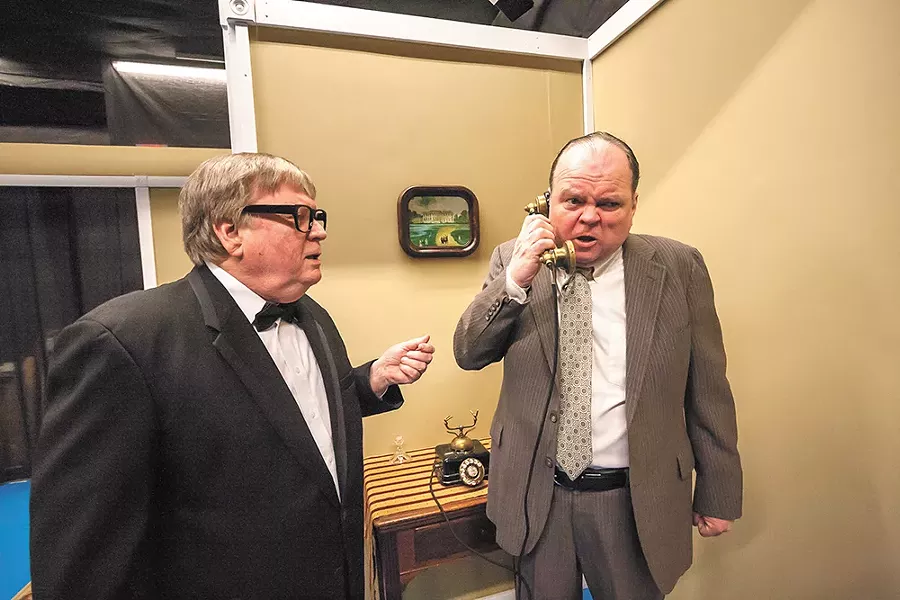 Bob Nelson (left) and Ron Ford (as Richard Nixon) in Nixon's Nixon. - JEFF FERGUSON