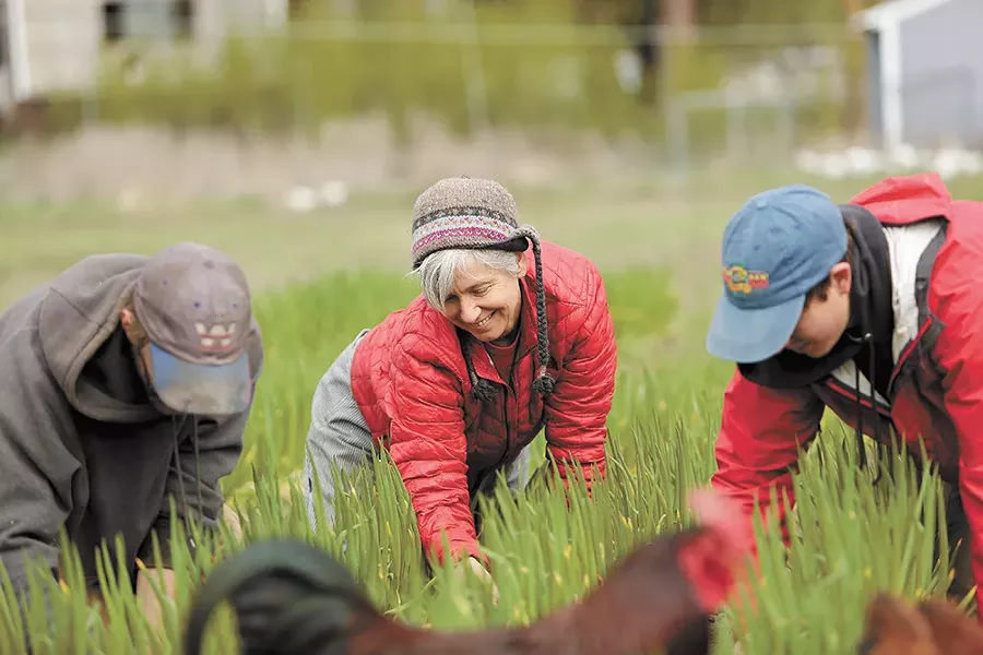 Urban Eden Farm, co-owned by Tarawyn Waters (center), is located minutes from downtown Spokane and grows vegetables sold directly to local customers. - YOUNG KWAK