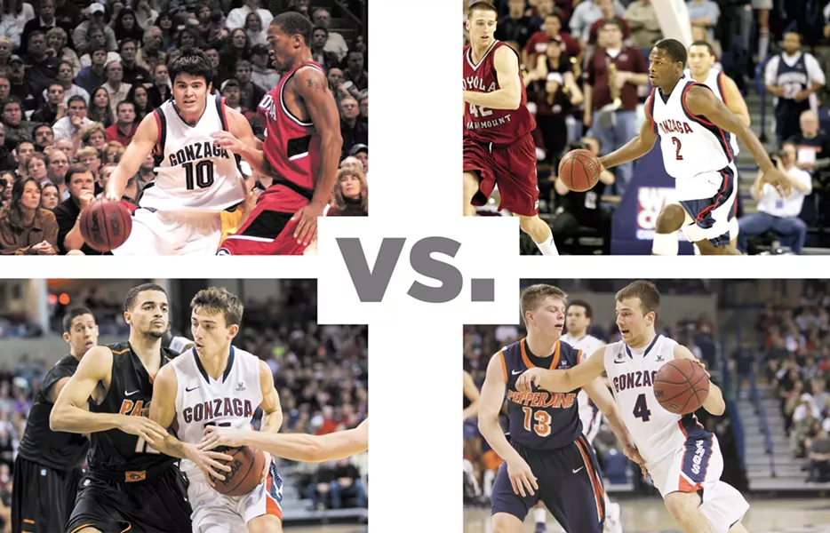 CLOCKWISE FROM TOP LEFT: Blake Stepp, Jeremy Pargo, Kevin Pangos and David Stockton will all be on hand for Friday's Gonzaga alumni game.