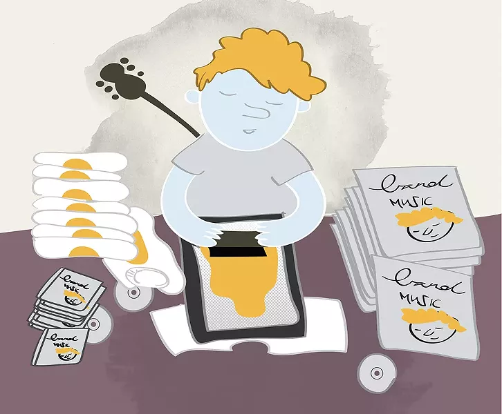 Many local bands take the DIY approach to marketing and merchandising their music. - JESSIE HYNES ILLUSTRATION
