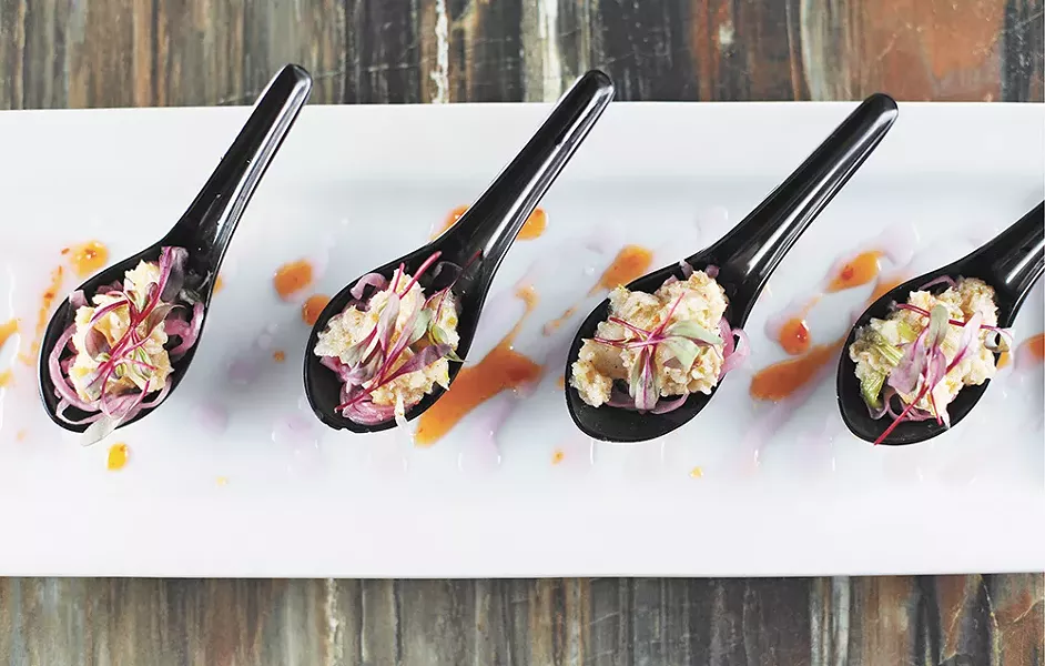 The sea bass spoon dish at Satay Bistro. - YOUNG KWAK