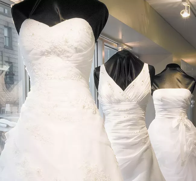 Design your own dress or buy one off the rack at Marcella’s Bridal.