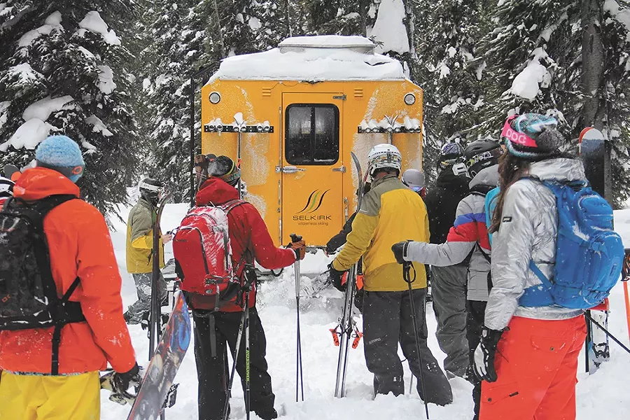 Cat skiiing, above, on Schweitzer Mountain.
