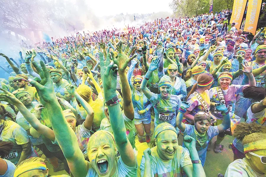 Events like Color Run focus on fun and fitness.