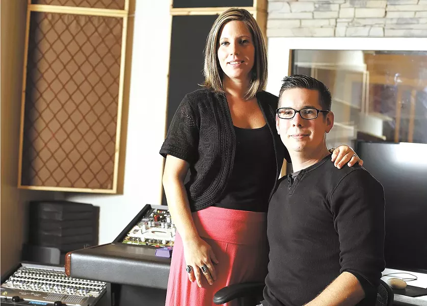 Mandy and Jimmy Hill in the control room of their new Amplified Wax recording studio. - YOUNG KWAK