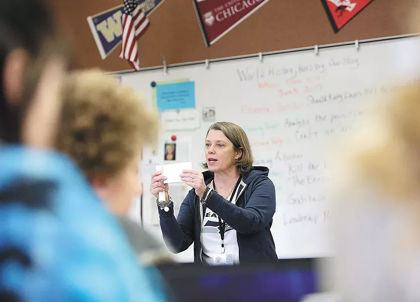 By the end of the year, teacher Beth McGibbon hopes her AP Capstone students at Rogers will be more media literate. - YOUNG KWAK