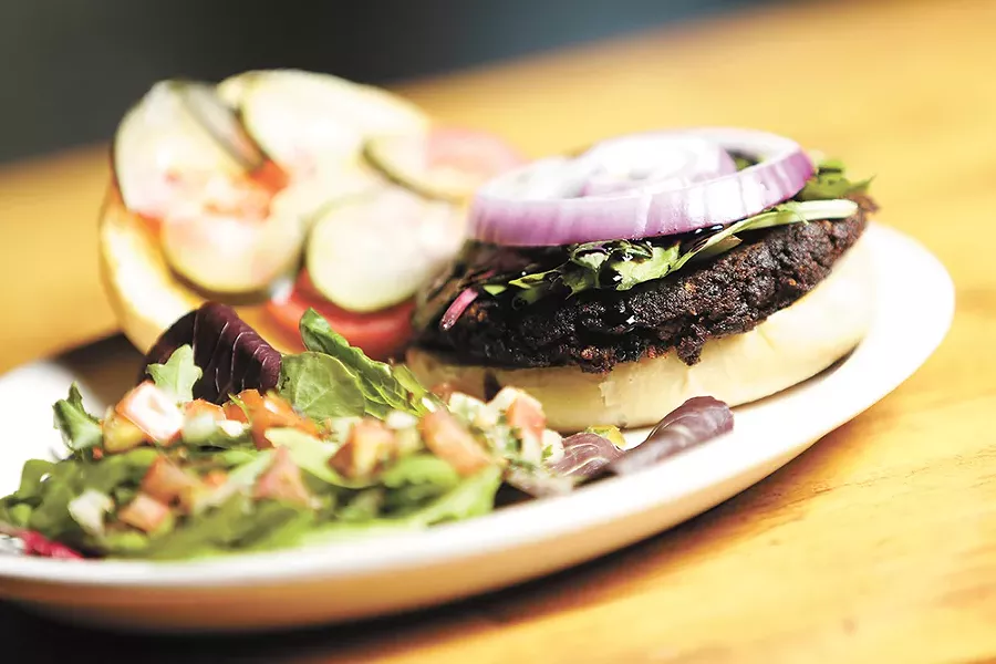 A portobello and black bean burger is just one of the Viking's vegetarian-friendly options. - YOUNG KWAK