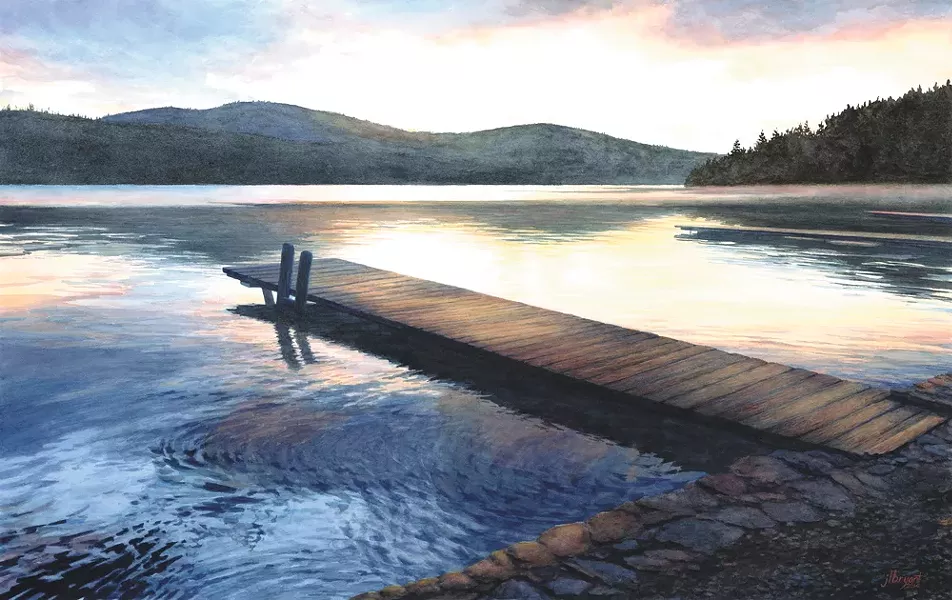 Jessica Bryant, Sunrise on Bottle Bay (painting).