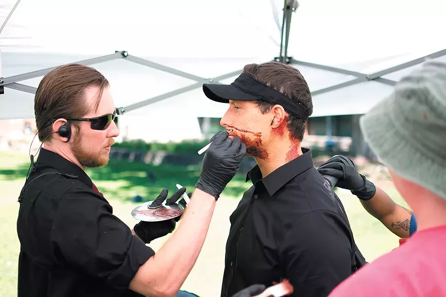 Logan Tobia, left, is the head of the makeup department for Z Nation. - STUART DANFORD