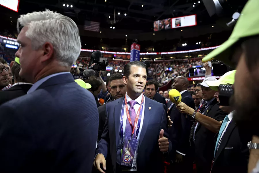 Donald Trump Jr. after addressing the Republican National Convention, in Cleveland, July 19, 2016. Within minutes of receiving a June 3, 2016 email relating a senior Russian government official’s promise of dirt on Hillary Clinton, Trump Jr. replied “If it’s what you say I love it especially later in the summer,” the New York Times reported on July 11, 2017. - SAM HODGSON/THE NEW YORK TIMES