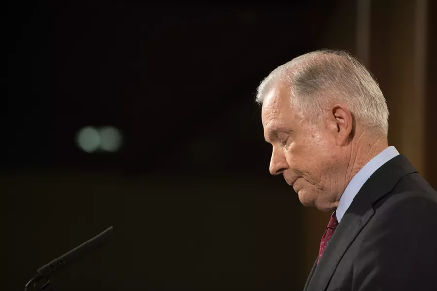Attorney General Jeff Sessions is "beleaguered" and is in a "VERY weak position" on an investigation into Clinton’s use of a private computer server, according to Trump. - TOM BRENNER/THE NEW YORK TIMES