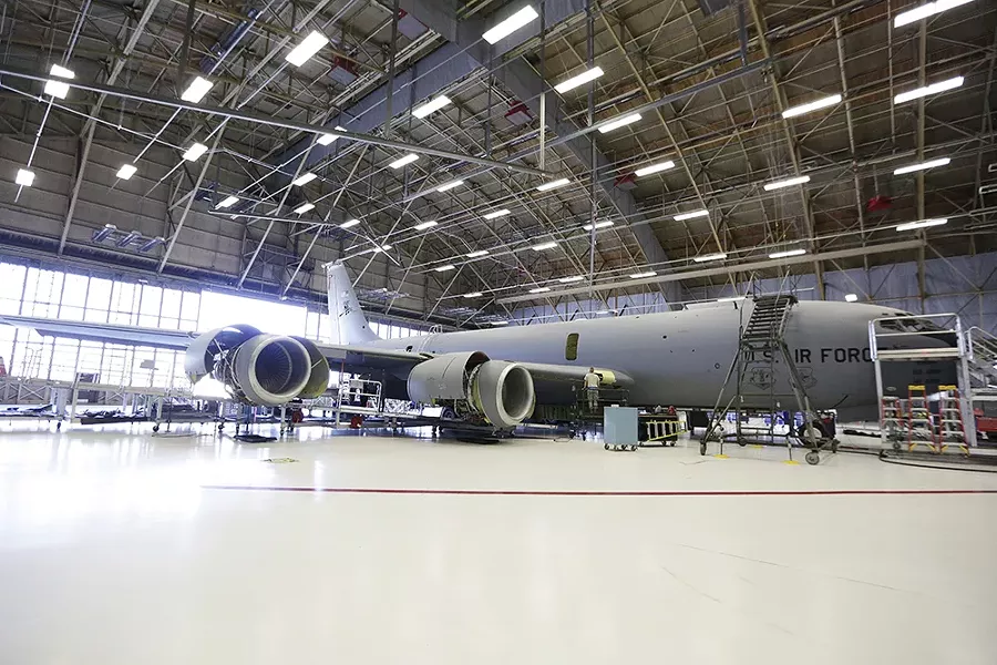 A KC-135 Stratotanker being taken apart for inspection at Fairchild. - YOUNG KWAK